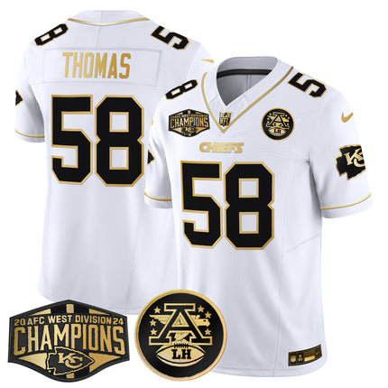 Men's Chiefs 2024 AFC West Division Champions Patch Gold Vapor Limited Jersey - All Stitched