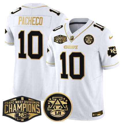 Men's Chiefs 2024 AFC West Division Champions Patch Gold Vapor Limited Jersey - All Stitched