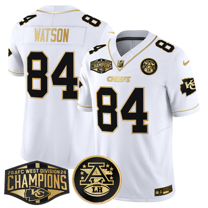 Men's Chiefs 2024 AFC West Division Champions Patch Gold Vapor Limited Jersey - All Stitched