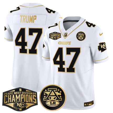 Men's Chiefs 2024 AFC West Division Champions Patch Gold Vapor Limited Jersey - All Stitched