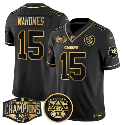 Men's Chiefs 2024 AFC West Division Champions Patch Gold Vapor Limited Jersey - All Stitched