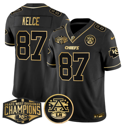 Men's Chiefs 2024 AFC West Division Champions Patch Gold Vapor Limited Jersey - All Stitched