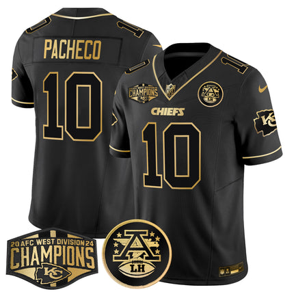 Men's Chiefs 2024 AFC West Division Champions Patch Gold Vapor Limited Jersey - All Stitched
