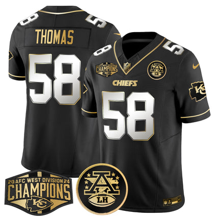 Men's Chiefs 2024 AFC West Division Champions Patch Gold Vapor Limited Jersey - All Stitched