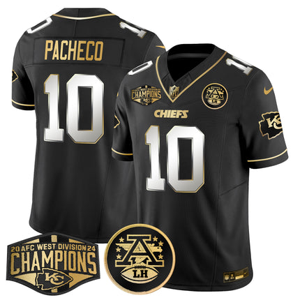 Men's Chiefs 2024 AFC West Division Champions Patch Gold Vapor Limited Jersey - All Stitched