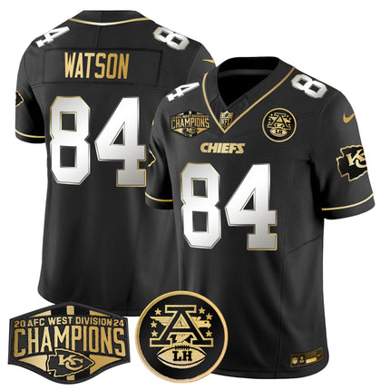 Men's Chiefs 2024 AFC West Division Champions Patch Gold Vapor Limited Jersey - All Stitched