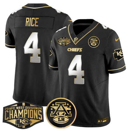 Men's Chiefs 2024 AFC West Division Champions Patch Gold Vapor Limited Jersey - All Stitched