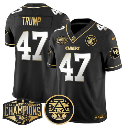 Men's Chiefs 2024 AFC West Division Champions Patch Gold Vapor Limited Jersey - All Stitched