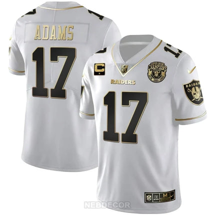 MEN'S RAIDERS SUPER BOWL CHAMPIONS PATCH WHITE GOLD AND BLACK GOLD JERSEY - ALL STITCHED