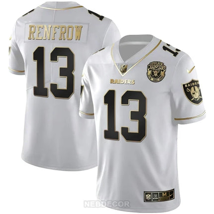 MEN'S RAIDERS SUPER BOWL CHAMPIONS PATCH WHITE GOLD AND BLACK GOLD JERSEY - ALL STITCHED