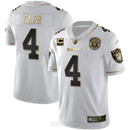 MEN'S RAIDERS SUPER BOWL CHAMPIONS PATCH WHITE GOLD AND BLACK GOLD JERSEY - ALL STITCHED