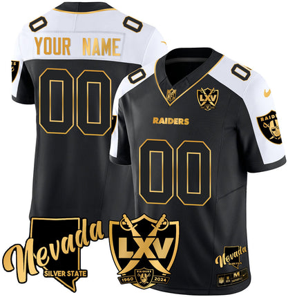 Custom Name/Gender Raiders 2024 Vapor Limited Gold Jersey - 65th Anniversary - All Stitched
