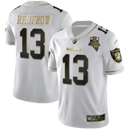 MEN'S LAS VEGAS RAIDERS INAUGURAL SEASON PATCH WHITE GOLD JERSEY - ALL STITCHED