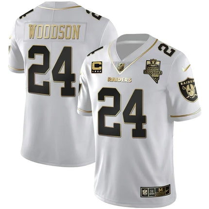 MEN'S LAS VEGAS RAIDERS INAUGURAL SEASON PATCH WHITE GOLD JERSEY - ALL STITCHED