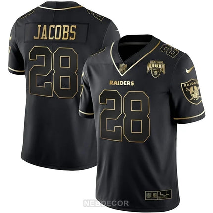 MEN'S RAIDERS NATION PATCH WHITE GOLD AND BLACK GOLD JERSEY - ALL STITCHED