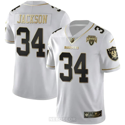 MEN'S RAIDERS NATION PATCH WHITE GOLD AND BLACK GOLD JERSEY - ALL STITCHED