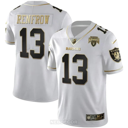 MEN'S RAIDERS NATION PATCH WHITE GOLD AND BLACK GOLD JERSEY - ALL STITCHED