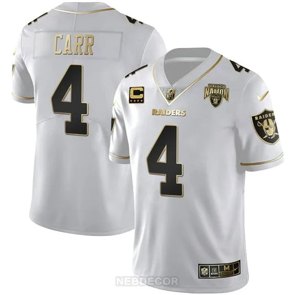 MEN'S RAIDERS NATION PATCH WHITE GOLD AND BLACK GOLD JERSEY - ALL STITCHED