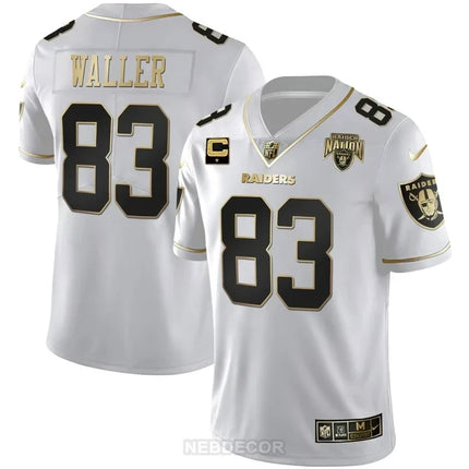 MEN'S RAIDERS NATION PATCH WHITE GOLD AND BLACK GOLD JERSEY - ALL STITCHED
