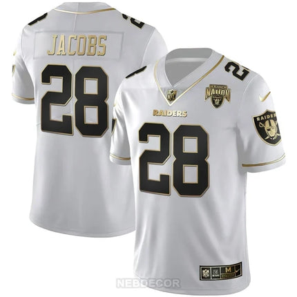 MEN'S RAIDERS NATION PATCH WHITE GOLD AND BLACK GOLD JERSEY - ALL STITCHED