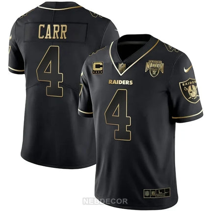 MEN'S RAIDERS NATION PATCH WHITE GOLD AND BLACK GOLD JERSEY - ALL STITCHED