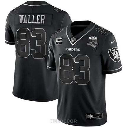 MEN'S LAS VEGAS RAIDERS INAUGURAL SEASON PATCH BLACK SILVER JERSEY - ALL STITCHED