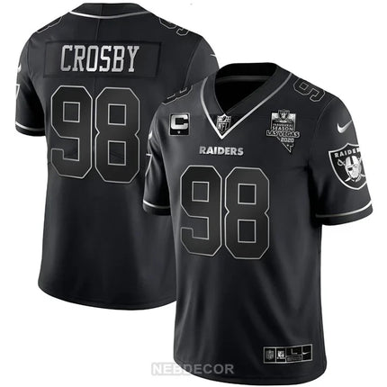 MEN'S LAS VEGAS RAIDERS INAUGURAL SEASON PATCH BLACK SILVER JERSEY - ALL STITCHED