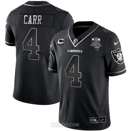 MEN'S LAS VEGAS RAIDERS INAUGURAL SEASON PATCH BLACK SILVER JERSEY - ALL STITCHED