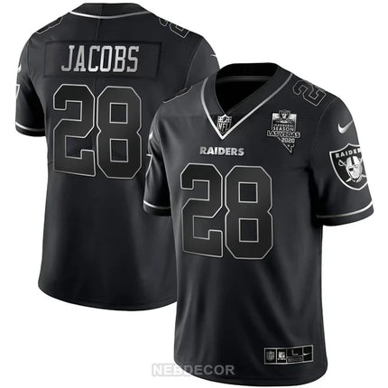 MEN'S LAS VEGAS RAIDERS INAUGURAL SEASON PATCH BLACK SILVER JERSEY - ALL STITCHED