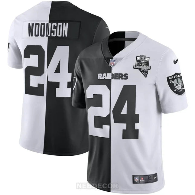 MEN'S LAS VEGAS RAIDERS INAUGURAL SEASON PATCH BLACK SILVER JERSEY - ALL STITCHED