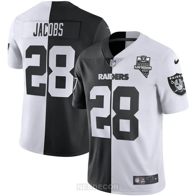 MEN'S LAS VEGAS RAIDERS INAUGURAL SEASON PATCH BLACK SILVER JERSEY - ALL STITCHED