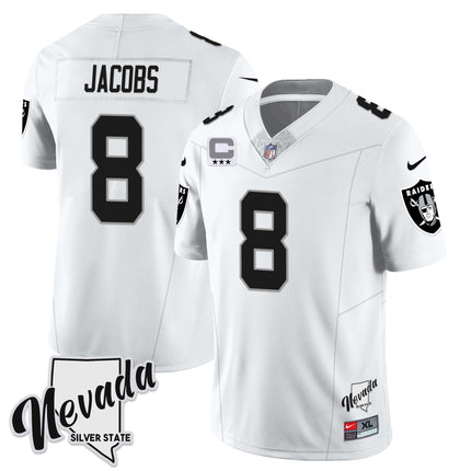 Men's Las Vegas Raiders 2023 Nevada Sliver State Patch Jersey - All Stitched