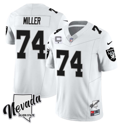 Men's Las Vegas Raiders 2023 Nevada Sliver State Patch Jersey - All Stitched