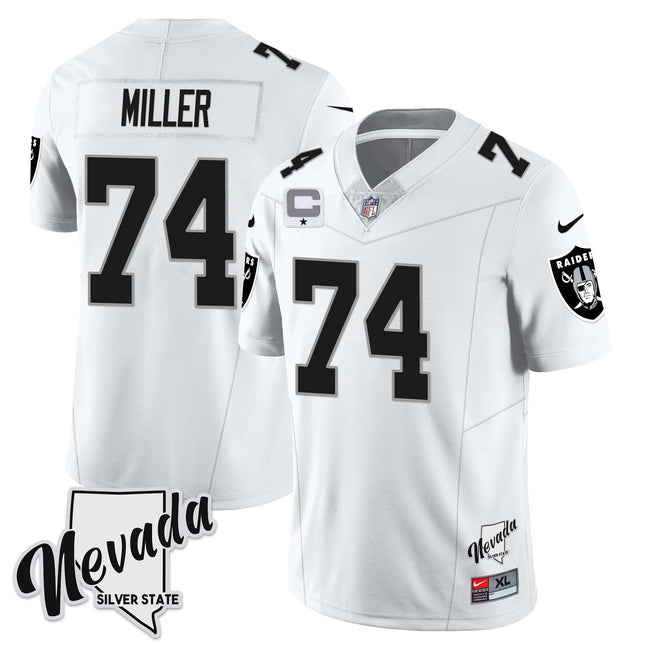Men's Las Vegas Raiders 2023 Nevada Sliver State Patch Jersey - All Stitched