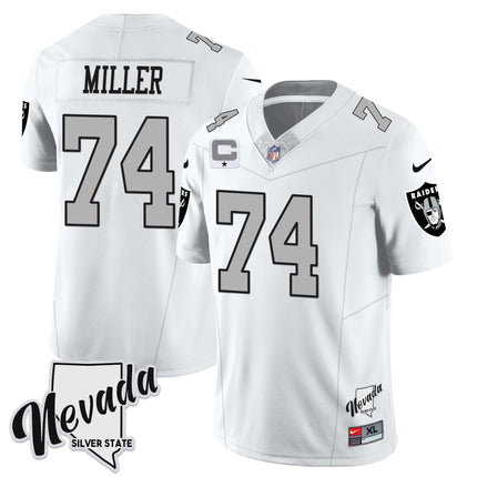 Men's Las Vegas Raiders 2023 Nevada Sliver State Patch Jersey - All Stitched