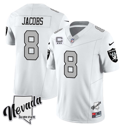 Men's Las Vegas Raiders 2023 Nevada Sliver State Patch Jersey - All Stitched