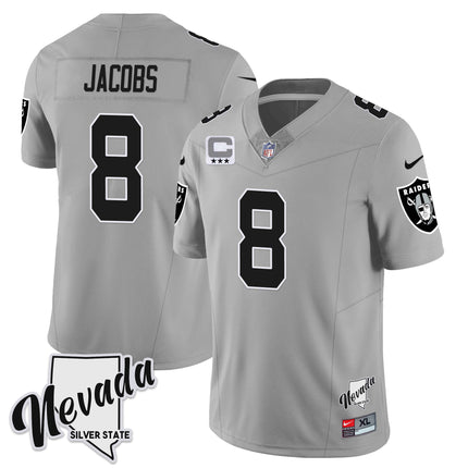 Men's Las Vegas Raiders 2023 Nevada Sliver State Patch Jersey - All Stitched