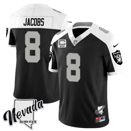 Men's Las Vegas Raiders 2023 Nevada Sliver State Patch Jersey - All Stitched