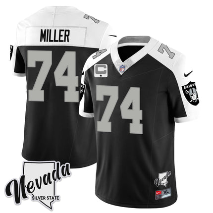 Men's Las Vegas Raiders 2023 Nevada Sliver State Patch Jersey - All Stitched