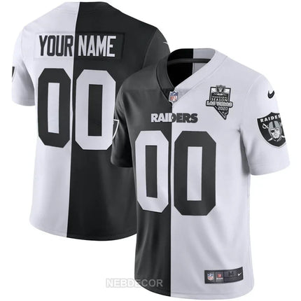 LAS VEGAS RAIDERS INAUGURAL SEASON PATCH GOLD & SPLIT CUSTOM NAME AND NUMBER JERSEY - ALL STITCHED