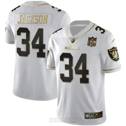 MEN'S LAS VEGAS RAIDERS RAIDER4LIFE PATCH WHITE GOLD AND BLACK GOLD JERSEY - ALL STITCHED