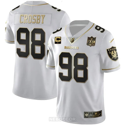 MEN'S LAS VEGAS RAIDERS RAIDER4LIFE PATCH WHITE GOLD AND BLACK GOLD JERSEY - ALL STITCHED