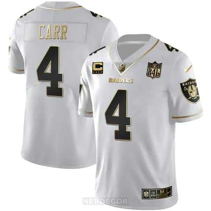 MEN'S LAS VEGAS RAIDERS RAIDER4LIFE PATCH WHITE GOLD AND BLACK GOLD JERSEY - ALL STITCHED
