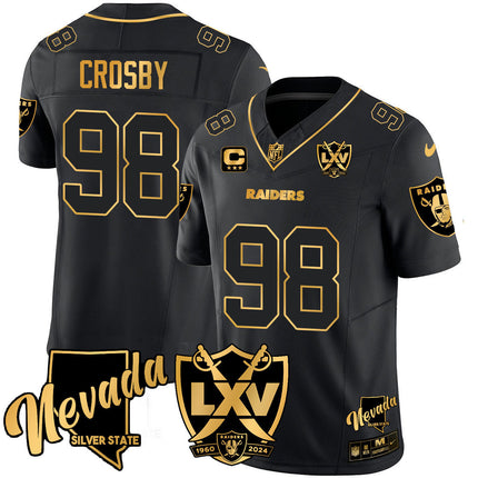 Men's Raiders 2024 Vapor Limited Gold Jersey - 65th Anniversary - All Stitched