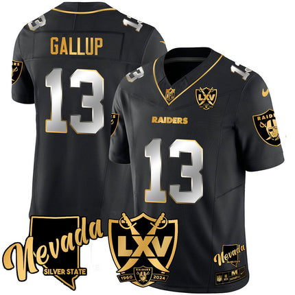 Men's Raiders 2024 Vapor Limited Gold Jersey - 65th Anniversary - All Stitched