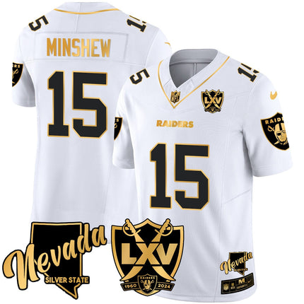 Men's Raiders 2024 Vapor Limited Gold Jersey - 65th Anniversary - All Stitched