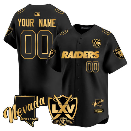 Custom Name/Gender Raiders 2024 Baseball Limited Gold Jersey - 65th Anniversary - All Stitched