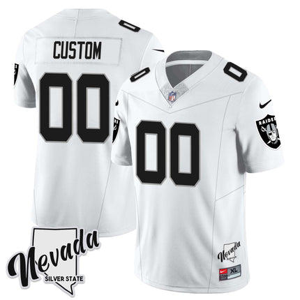 Custom Las Vegas Raiders 2023 Nevada Sliver State Patch Jersey - All Stitched