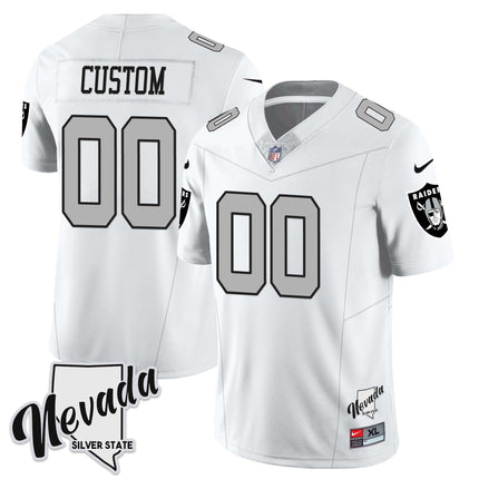 Custom Las Vegas Raiders 2023 Nevada Sliver State Patch Jersey - All Stitched
