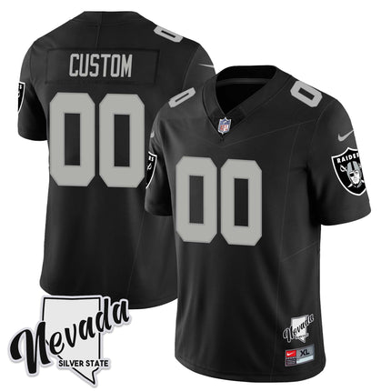 Custom Las Vegas Raiders 2023 Nevada Sliver State Patch Jersey - All Stitched